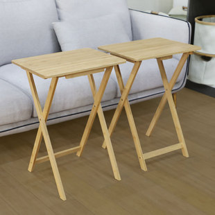 Samexi Bamboo Foldableing Table Bamboo Foldableing Computer Table Solid Wood Study Table Balcony Sofa Side Table Free of Installation