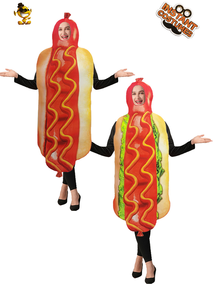Halloween cross-border perros calientes adultos divertidos camiseta perros calientes vestuario cosplay vestuario espectáculo de escenario vestuario