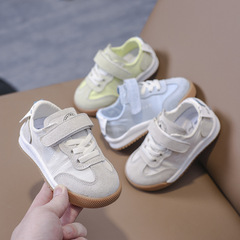 Children's Non-slip Soft Sole Magic Tape Casual Shoes for Boys and Girls, Fashion Platform Sneakers, Breathable Genuine Leather Training Shoes