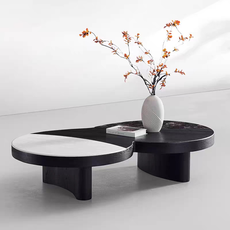 客厅设计师款中古风轻奢奶油风圆形茶几边几组合异形茶几沙发角几|undefined
