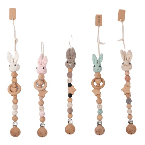 Foreign trade baby pacifier chain handmade crochet rabbit pacifier chain baby molar teether pacifier clip pacifier chain