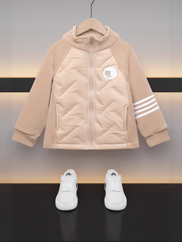 男の子と女の子向けの秋冬の学生服、キルティング冬用ジャケット、中型および大型の子供用ベルベットトップス、暖かい綿の服、子供用ジャケット|undefined