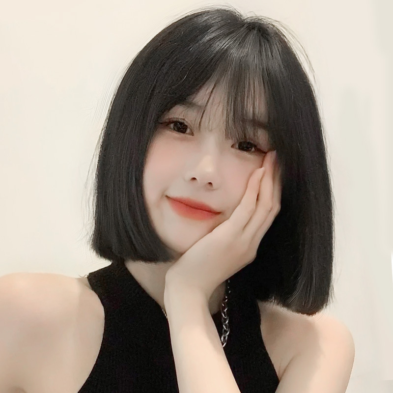[Time] Paiko Wig Female Short Hair Simulated Human Hair New Youthful Age-Reducing Bob Long Hair Full Headgear