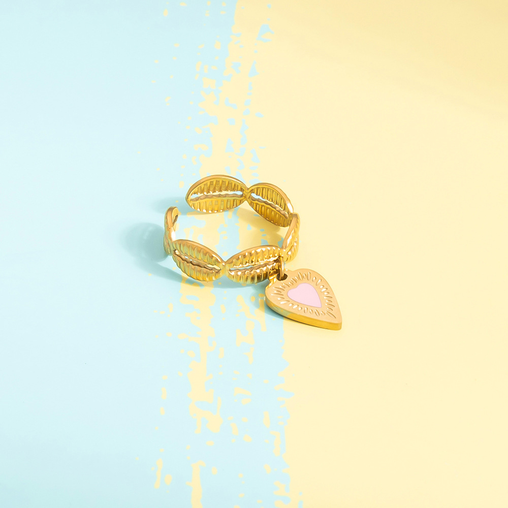 PVD Coated Gold Plating Process Real Gold Plated Plating Material Charm Rings, Open Rings Classification Adjustable Ring Size 1 Piece Quantity PVD Coated Real Gold Plated Cherry Heart Shape Eye 304 Stainless Steel Cute Waterproof Non Tarnish Charm Rings Open Rings