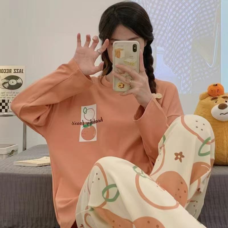 2025年新款甜美睡衣女春秋季长袖女士大码休闲宽松外穿家居服套装|undefined