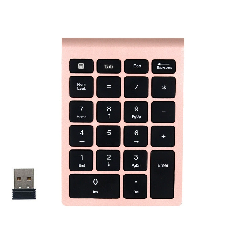 22-key wireless numeric keypad, Bluetooth 5.0 / 2.4G, ABS scissor-switch, battery-powered 2×AAA
