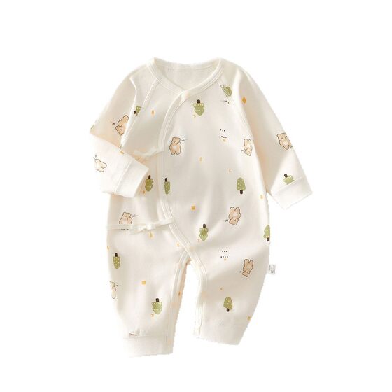 Jing Qi Newborn Baby Clothes Newborn Baby Butterfly Clothes Spring and Autumn Pure Cotton Belly Protection Class A Harbin Clothes Four Seasons jumpsuit