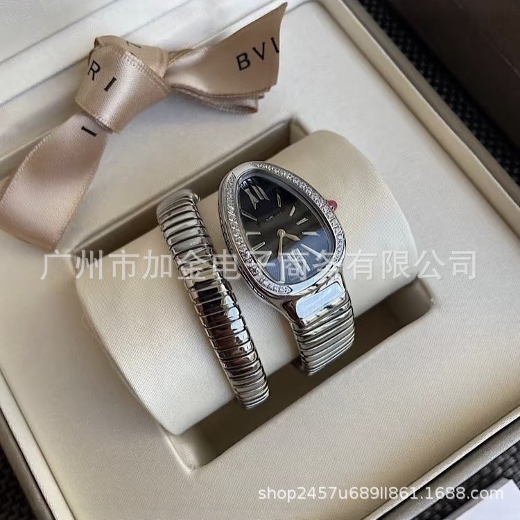 BV单圈蛇表鎏光蛇影腕表时尚石英女手表经典蛇形表头光环系列女表