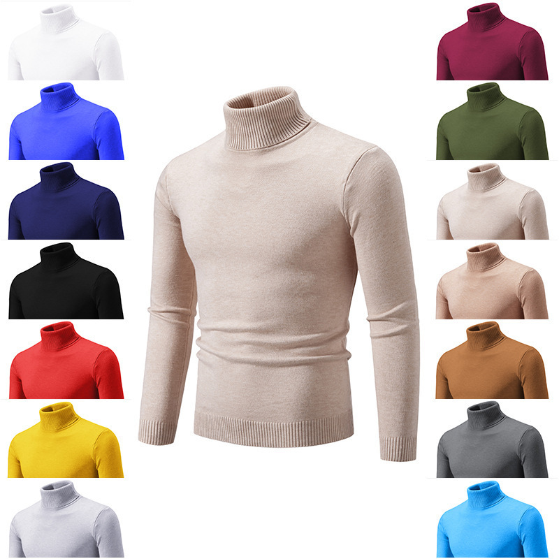 Men s turtleneck oversized knit bottom turtleneck sweater large size knitted base