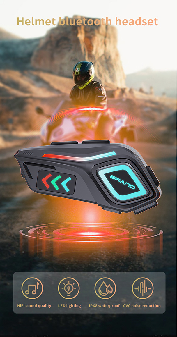Multi-Style Helmet-Specific Bluetooth Headset for Takeaway Riders, Motorcycle Intercom, Motorcycle Waterproof and Noise-Cancelling Helmet Headset