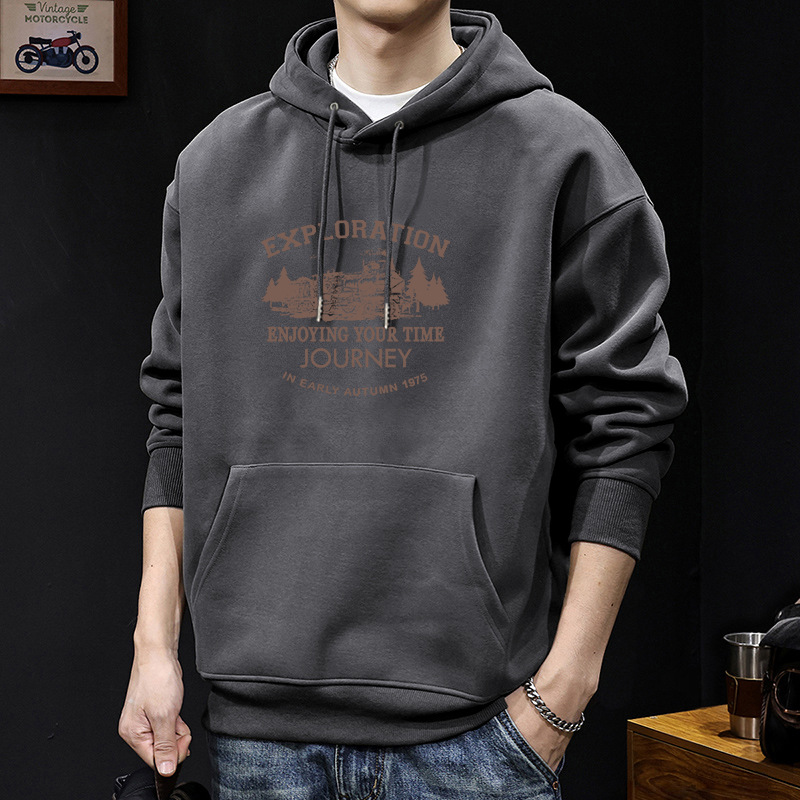 Invierno chaqueta de hombre con capuzas invierno más veludo engrosado marca de tendencia de otoño pesado nuevo otoño invierno ropa de hombre primavera y otoño