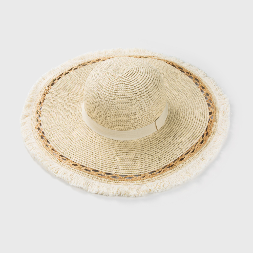 Sombrero De Paja Hecho A Mano Deshilachado Retro Primavera Y Verano Sombrero De Paja Protector Solar De Aleros Grandes display picture 5