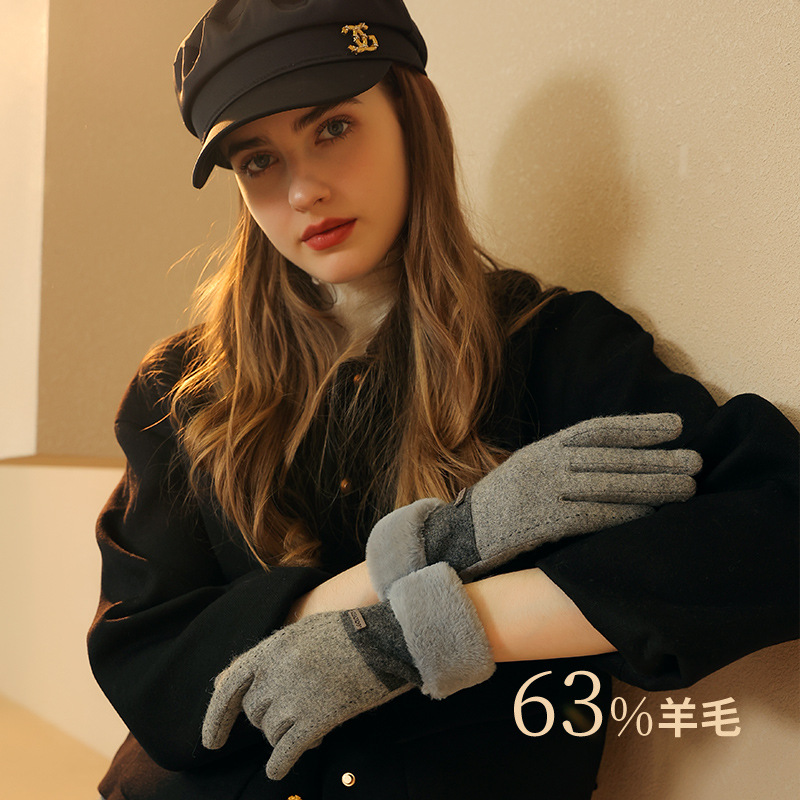 Guantes de gamuza de invierno para hombres y mujeres con forro polar cálido ciclismo Otoño e Invierno lindo pantalla táctil guantes de cuero impermeable dedo abierto