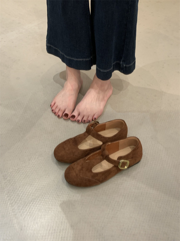2025春夏新款晚晚风温柔鞋金色玛丽珍鞋T字扣圆头法式平底单鞋女|undefined