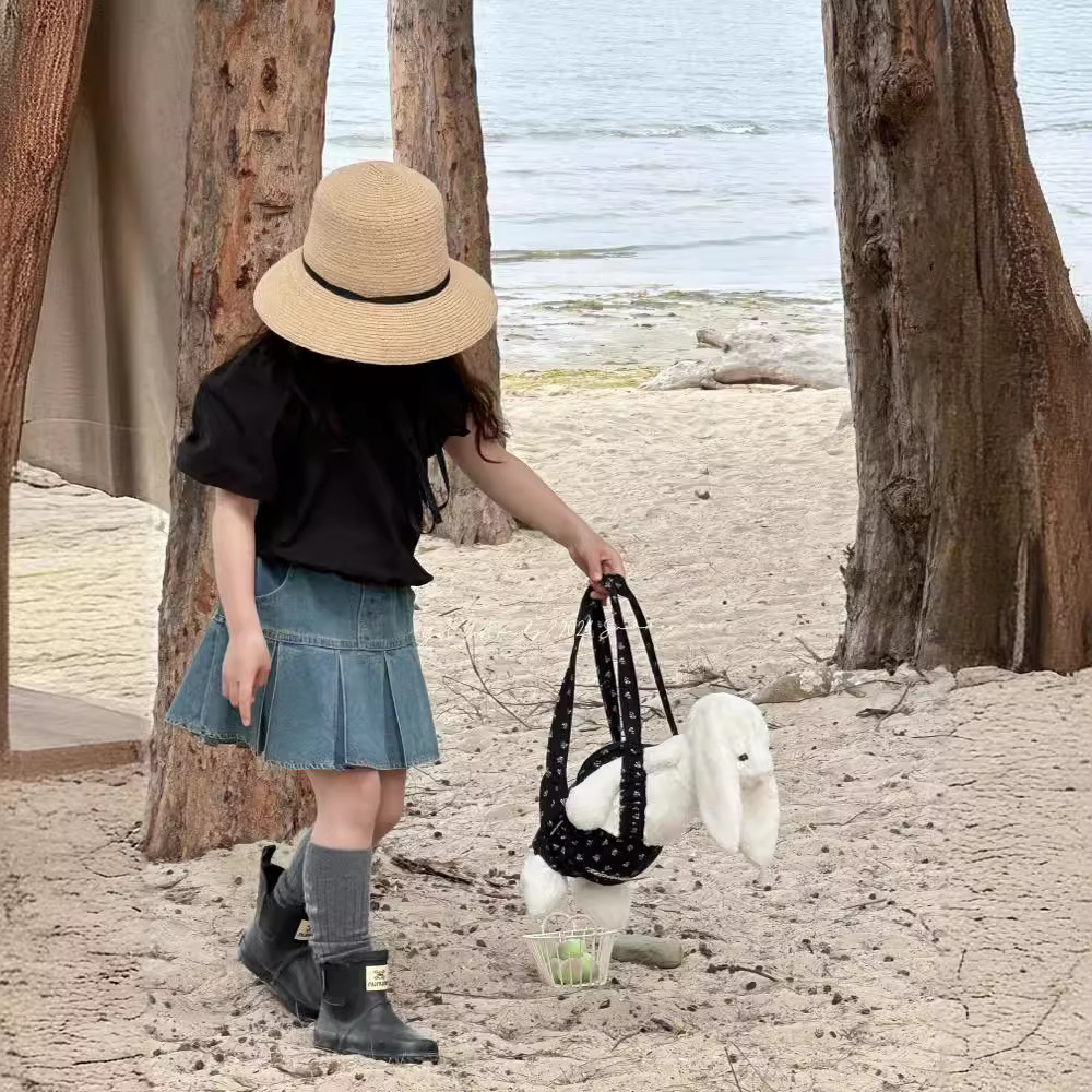 女童牛仔裙2024夏季新款兒童小眾半身裙小女孩氣質百褶裙裙褲短裙