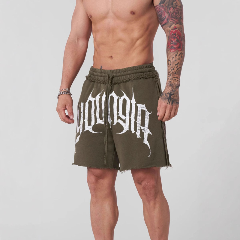 YOUNGLA American New Men's Shorts Jogger Sports Fitness Cotton Pants Casual Trendy Shorts