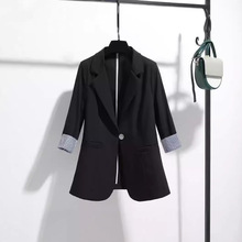 西服外套女装跨境速卖通wish韩版时尚垂感宽松七分袖一粒扣上衣服