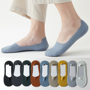 Boat socks men's summer ice silk thin men's cotton bottom shallow invisible socks breathable sweat-absorbent deodorant non-slip socks