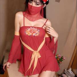 歆桃宫廷唐风披帛纱裙装成人肚兜式情趣诱惑睡裙内衣古风一件代发