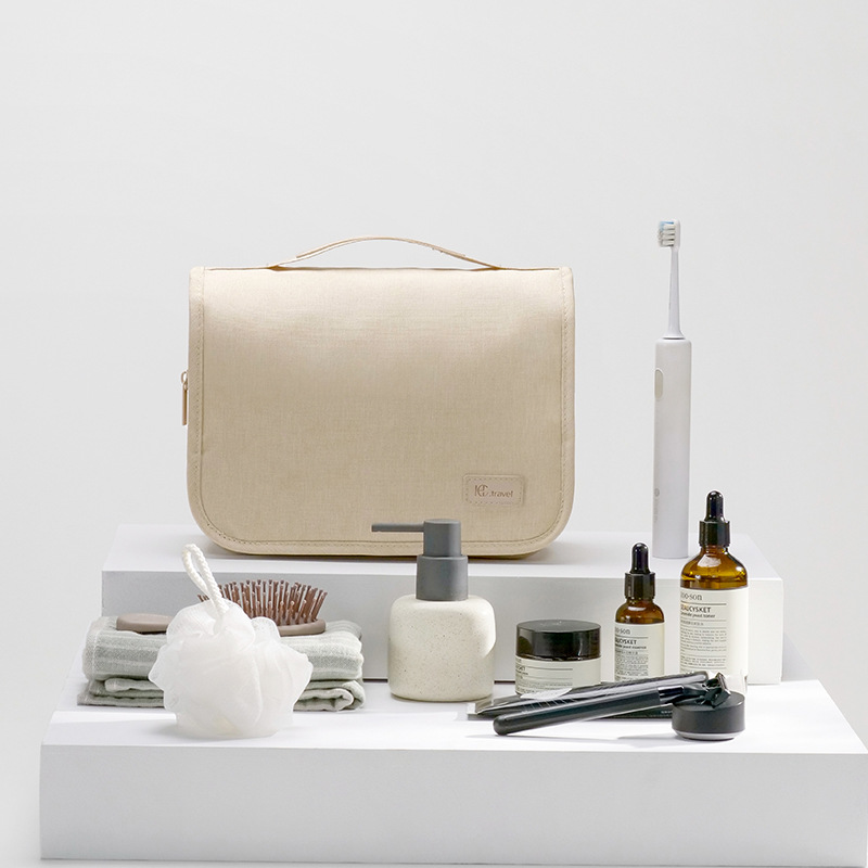 Bolsa de lavado con gancho transfronterizo Bolsa de cosméticos portátil de gran capacidad Bolsa de almacenamiento multifuncional Bolsa de almacenamiento de viaje colgante plegable