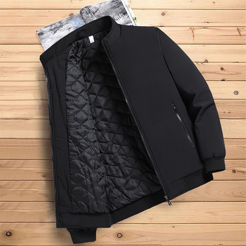 Chaqueta de mediana edad y ancianos Otoño e Invierno algodón y engrosamiento casual chaqueta de hombre de mediana edad collar de pie Chaqueta de algodón acolchado primavera y otoño ropa de papá