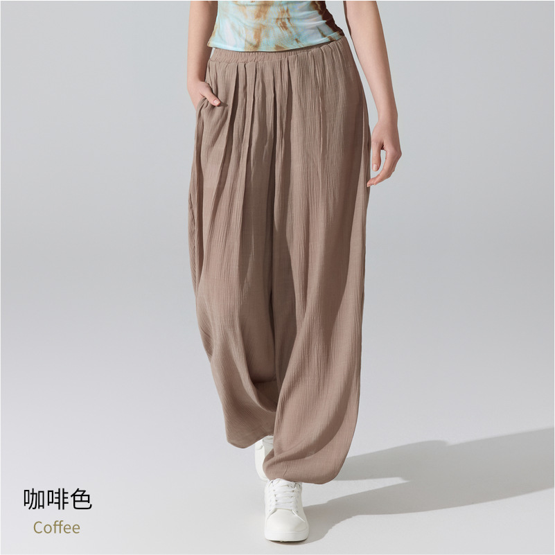 Pantalones sueltos transfronterizos europeos y estadounidenses Pantalones de baile de pilates para correr Pantalones de gimnasio Pantalones de cintura alta Pantalones de piernas anchas image 8