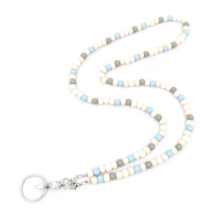 Macaron Color Wooden Beads Mixed Color Certificate Lanyard Necklace ID Badge Easy Pull Buckle Sweater Necklace Glasses Chain Mask Chain