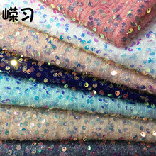 5mm蜈蚣纱亮片绣网纱婚庆时装舞台服靠垫桌布亮片面料刺绣亮片布