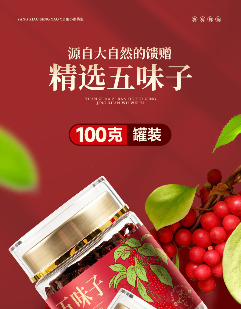 Dried Schisandra Berry Wu Wei Zi 100g Bottle Northeast China Herbal Tea Ingredient overview