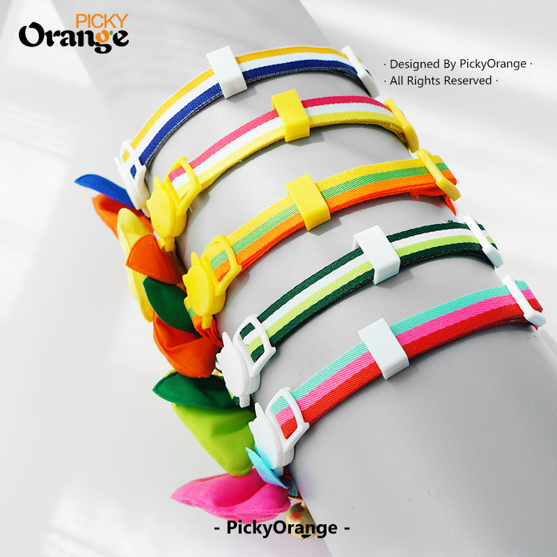 Vòng cổ mèo nơ ba mảnh màu tương phản sọc kiểu Pháp (1).jpg