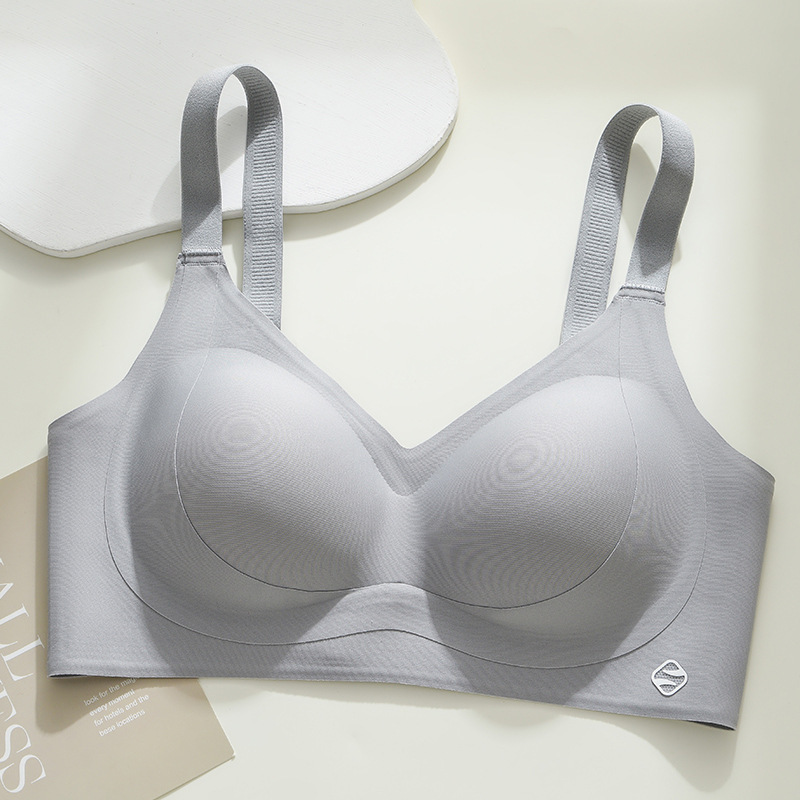 Ropa interior sin costuras para mujeres, pechos pequeños, grandes copas fijas de gelatina, chaleco sin anillo de acero, sujetador de leche image 13