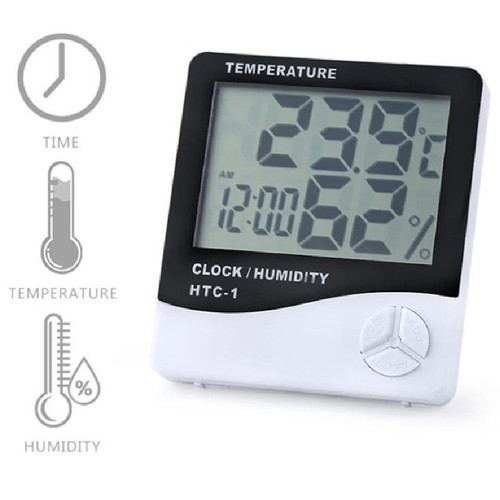 HTC-1 Indoor Electronic Thermometer Alarm Clock Creative Home Use Large Screen Hygrometer Gift