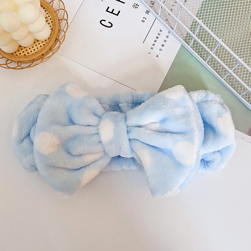 Amazon nuevo estilo bolsa de oreja de terciopelo coral banda de pelo femenino lavado de la cara belleza banda de pelo europeo y americano de gran tamaño arco accesorios para el cabello