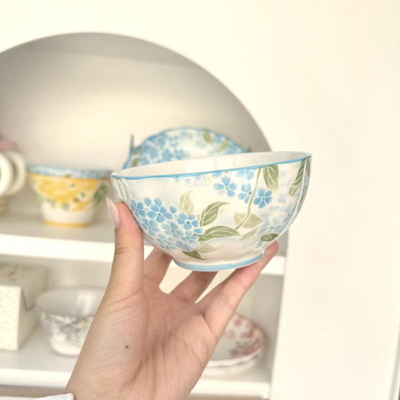  Underglaze Color Floral Bowl Set, Hand-Painted Heat-Resistant Tableware, Household Bowls and Plates, Microwave Safe Underglaze Color Floral Bowl Set, Hand-Painted Heat-Resistant Tableware, Household Bowls and Plates, Microwave Safe