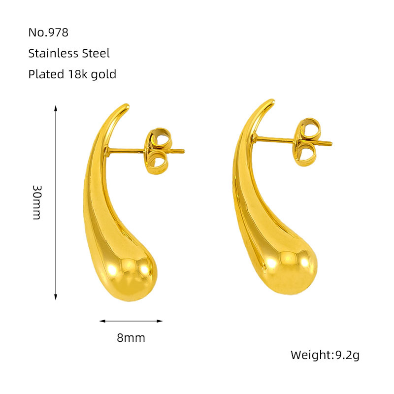 Transfronterizo europeo y americano de alto grado personalizado simple pendientes en forma de gota elegante de acero de titanio simple no desvanecimiento personalizado joyería del oído