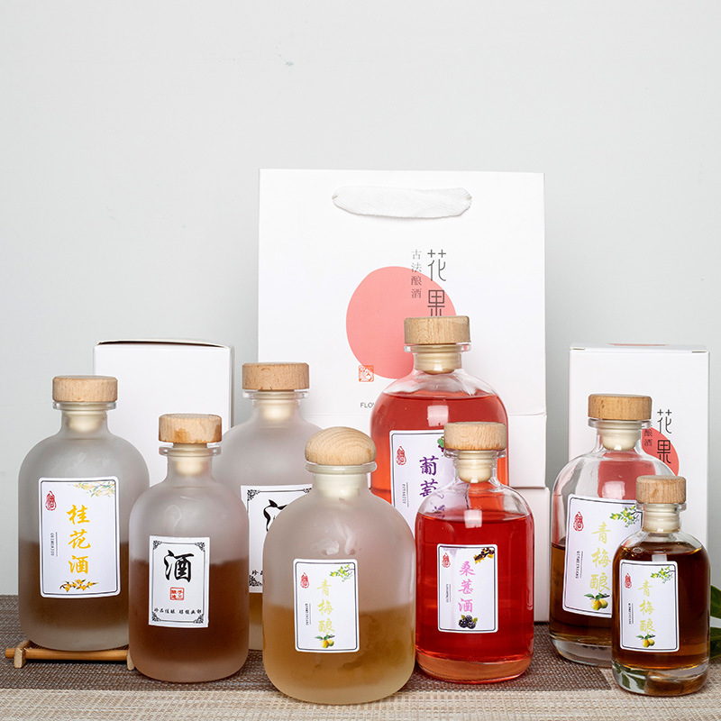 批发冰酒瓶空瓶玻璃瓶创意自酿果酒瓶蒙砂酵素瓶网红果汁瓶