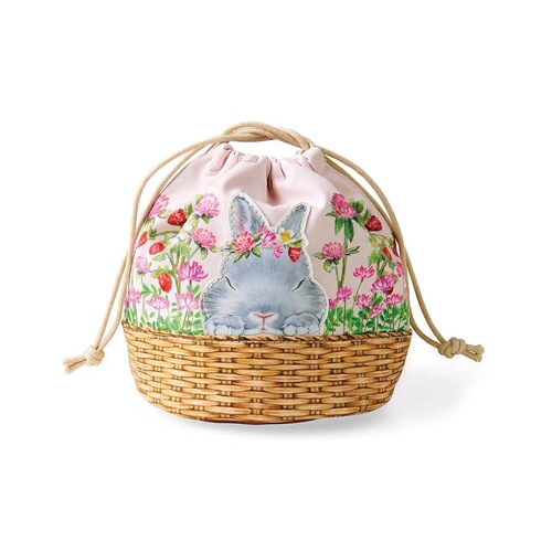 Cross-border Year of the Rabbit Mascot Japanese Cute Standing Little Rabbit Flower Basket Storage Bag Cosmetic Bag Drawstring Pocket