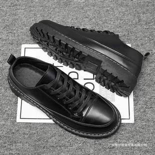 Spring and Summer Leather Shoes for Men, Versatile Men's Shoes, Casual Shoes, Heightening Chef Shoes, Black Work Shoes, Martin Shoes for Men