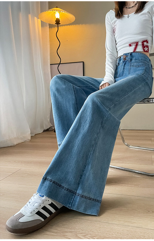 Quần jean ống rộng nữ cạp cao co giãn hai cúc phong cách Hàn Quốc — Quần Croptop Đen, Quần crop top màu xanh cao cấp, Quần xanh cao cấp, Tiện ích mở rộng màu xanh cao cấp chi tiết 20