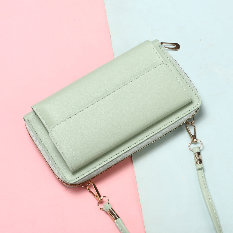 Comercio exterior transfronterizo damas billetera larga con cremallera coreana de gran capacidad de bolso de tramo inclinado de moda femenina función de bolso de teléfono móvil versátil