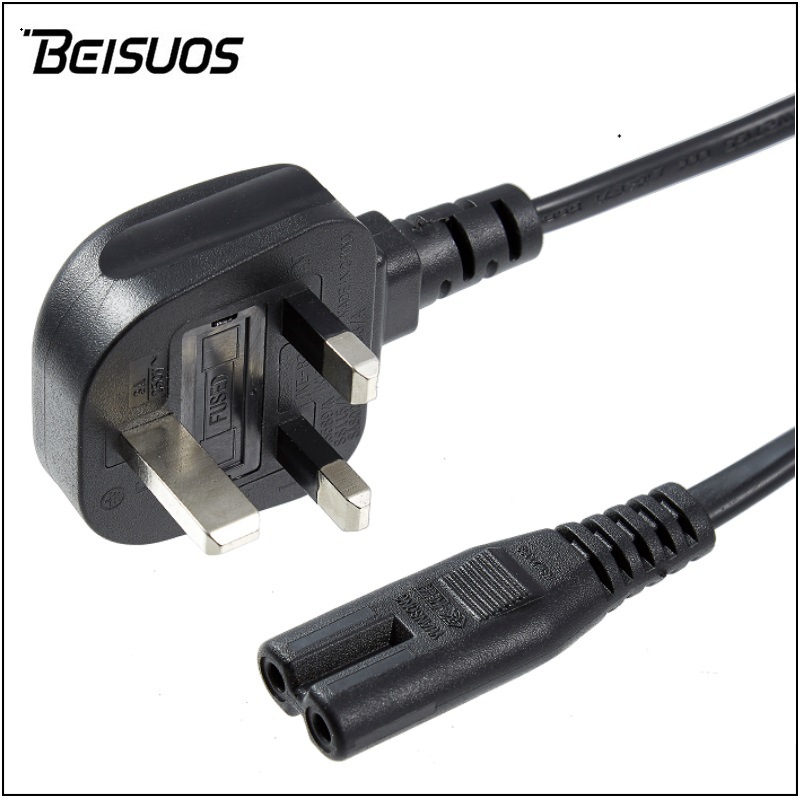 英规三插8字尾电源线英标两插延长线英式两芯储能适器8字尾充电线