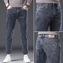 秋季浅色秋冬款潮牌修身小脚九分裤韩版潮流弹力裤子男（支持代发