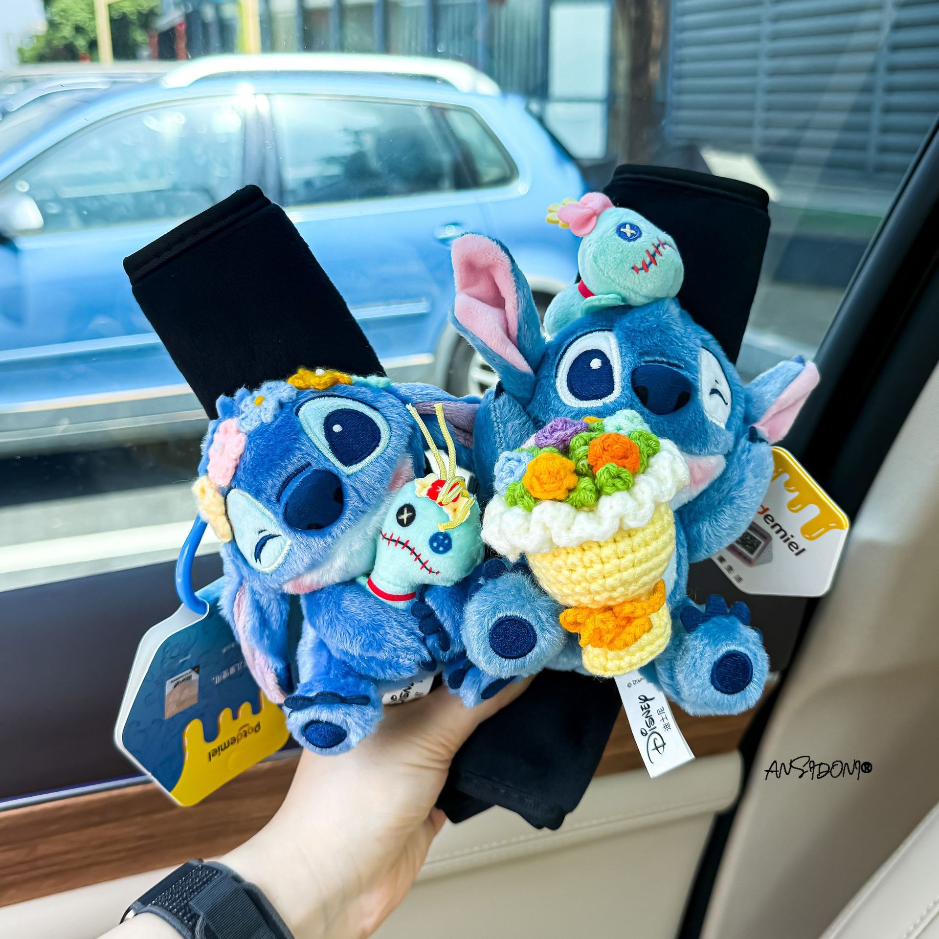 Authentic Stitch Car Seatbelt Shoulder Pad Stitch Lilo & Stitch Car Seatbelt Decoration Doll for Girls