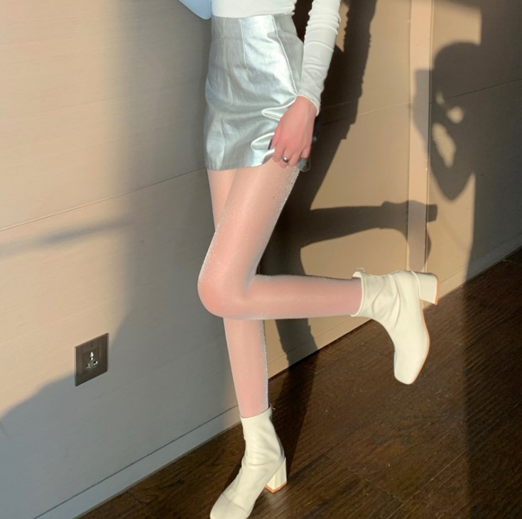 Medias de seda de perla entrepierna de primera línea para mujer medias de cebolla plateada calcetines transparentes de seda de colores ligeramente brillantes calcetines finos de fondo