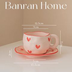 新しい不規則な手描きの愛のセラミックカップコーヒーカップとソーサーセットクリエイティブ手絞りかわいいマグカップウォーターカップ