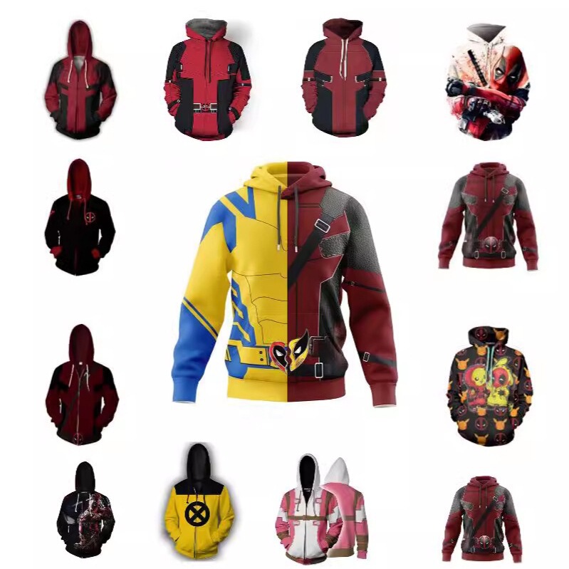 Marvel Heroes Deadpool and Wolverine Cross-Border Foreign Trade Amazon Autumn Popular 3D Digital Print Hoodie Trend