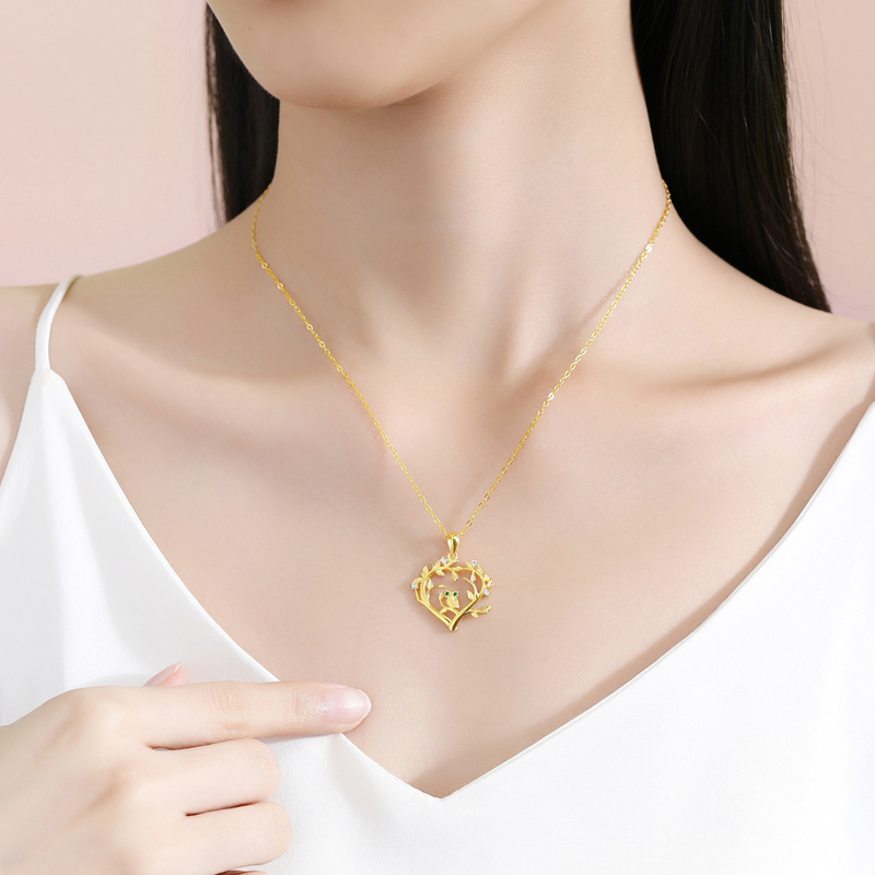 Nuevo collar francés de alta gama europeo y americano, vida femenina, búho, micro-incrustado de circón, personalidad, temperamento, cadena de clavícula