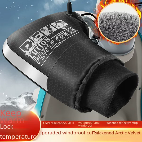 Electric Motorcycle Handlebar Cover Winter Warm Battery Car Gloves Waterproof Men and Women Windproof Fleece-Lined Thickeneded Cotton Handlebar Cover