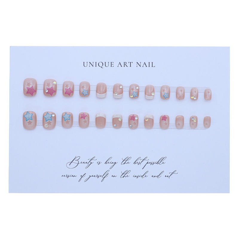 Dopamina manicura dulce estilo fresco desgaste uñas primavera y verano flash leche Fu cariño uñas pegatinas terminado uñas falsas desmontables