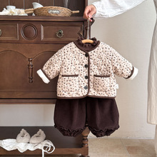 婴儿衣服秋冬季女宝宝夹棉套装洋气深秋加厚一岁婴幼儿冬款两件套